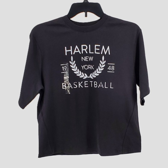 DSG Girls Size Medium Harlem Basketball Graphic Tee Boxy Pure Black 100% Cotton - Picture 5 of 8